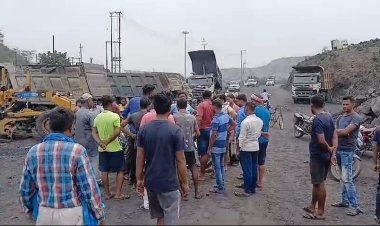 भाग गयी निजी खनन कंपनी, कर्मियों का हंगामा