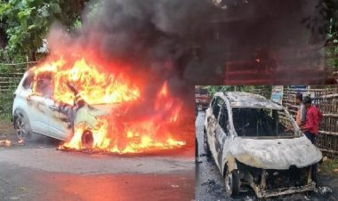 चलती कार में लगी आग, चालक की समझदारी से टला बड़ा हादसा