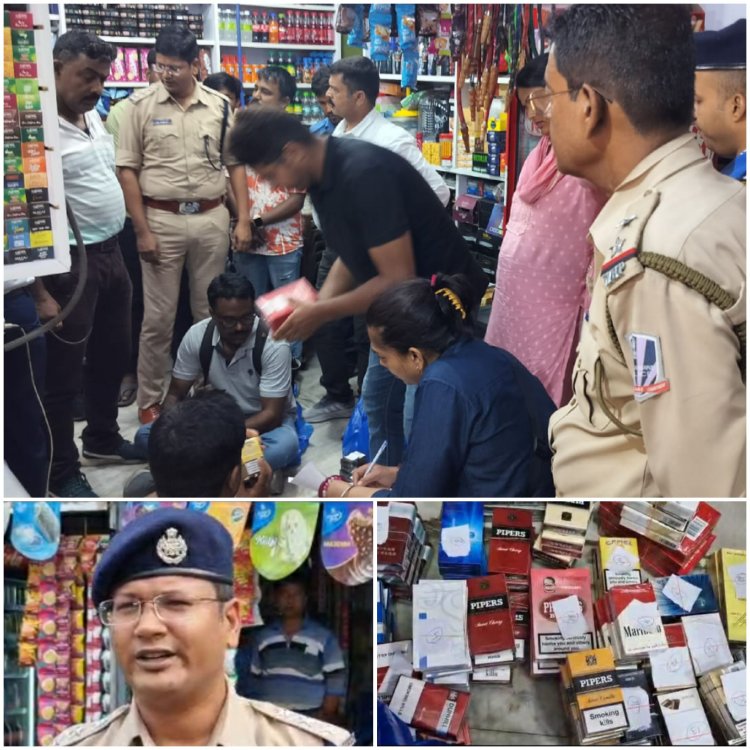 एनफोर्समेंट ब्रांच की रेड, भारी मात्रा में विदेशी सिगरेट और ई-सिगरेट जब्त, दुकानदार से हो रही पूछताछ