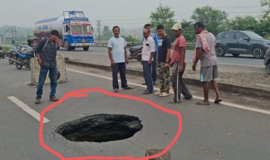 कोलकाता-दिल्ली राष्ट्रीय राज्य मार्ग पर धंसान, यातायात प्रभावित